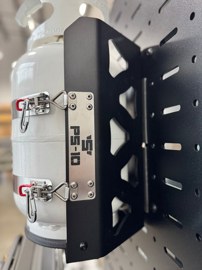 10lb propane tank secured in Shuksan PS-10 Propane tank mount